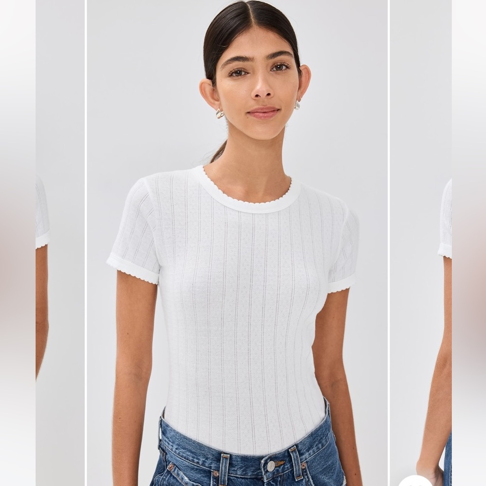 Leset Pointelle Short Sleeve Shirt